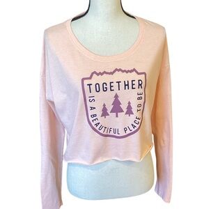 Alpine Design Lightweight Long Sleeve Hand Cropped T-Shirt, Light Pink LARGE